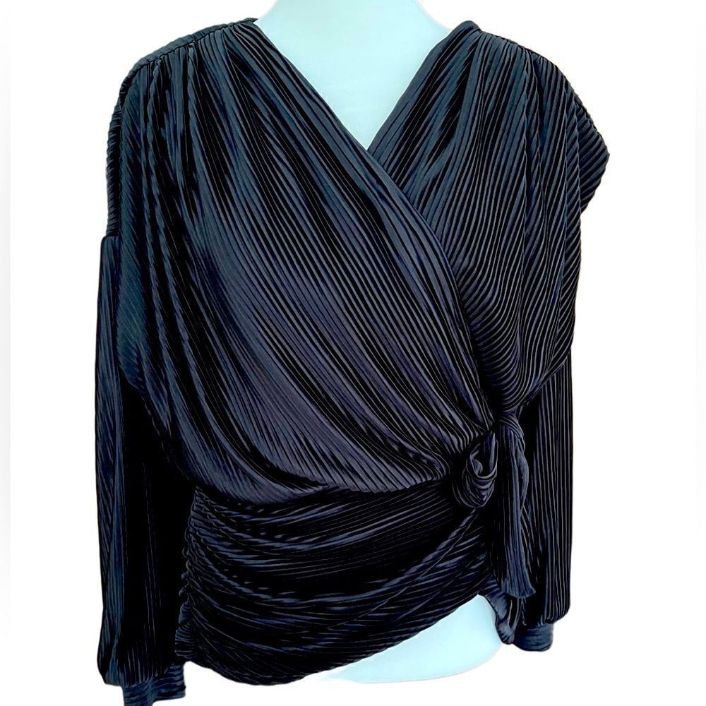 New with tags EXPRESS black v neck Pleated Wrap top with side Tie size M